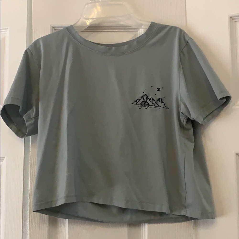 blue green crop top